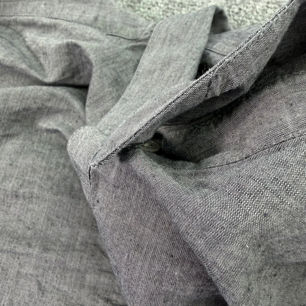 Theory Shirt Men's XL Charcoal Edward Essential Linen Cotton Blend Button Down